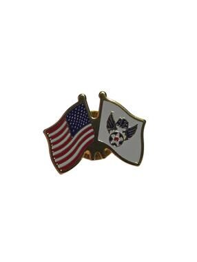 USA & U.S. Air Force Enamel Flag Lapel Pin, Crossed Flags Military Badge, New